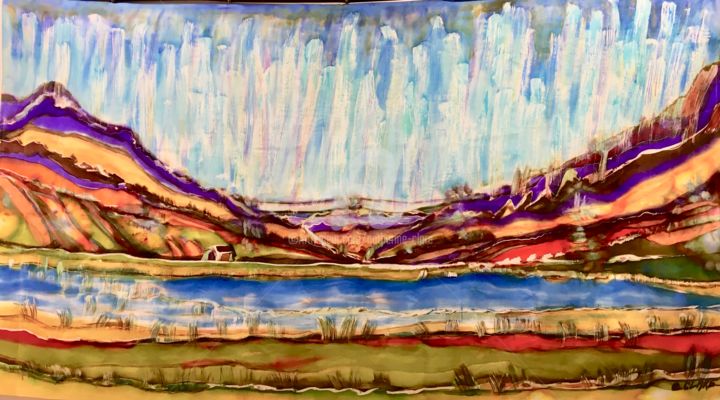 Peinture intitulée "Le lac d'Artouste" par Catherine Clare, Œuvre d'art originale, Encre Monté sur Autre panneau rigide