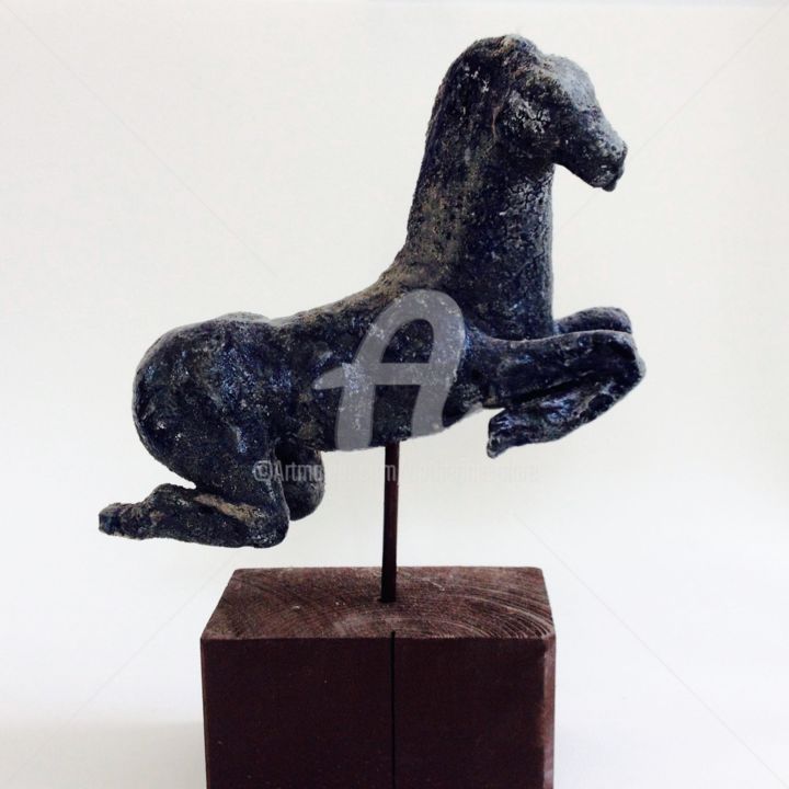 Sculpture intitulée "Cheval noir" par Catherine Clare, Œuvre d'art originale, Céramique