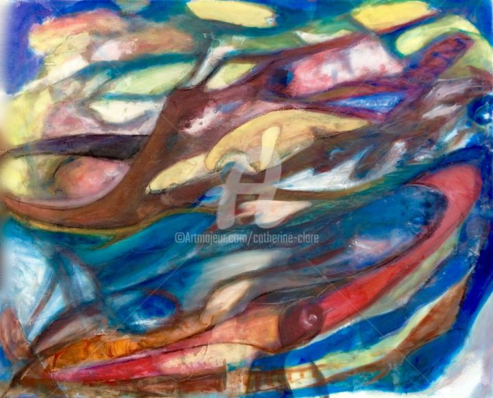 Painting titled "Océan arctique" by Catherine Clare, Original Artwork, Oil