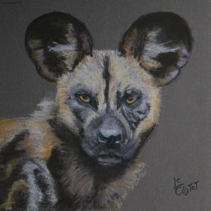 Painting titled "Le lycaon" by Catherine Costet (Lccat), Original Artwork, Pastel