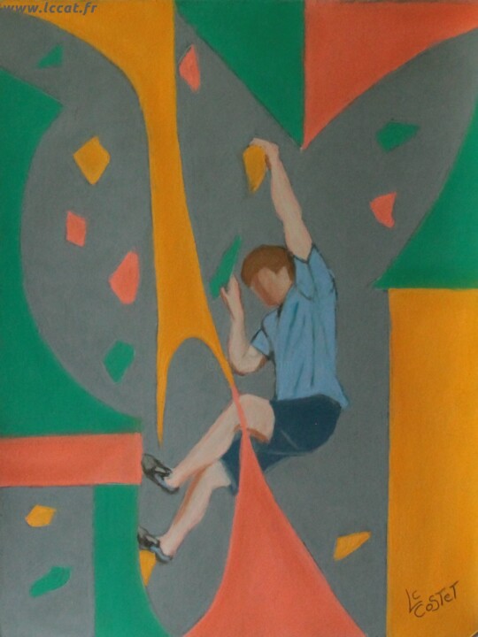 Painting titled "Escalade sportive a…" by Catherine Costet (Lccat), Original Artwork, Pastel