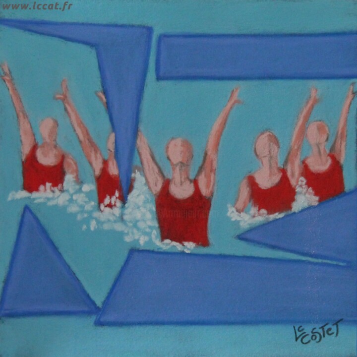 Peinture intitulée "Natation artistique…" par Catherine Costet (Lccat), Œuvre d'art originale, Pastel