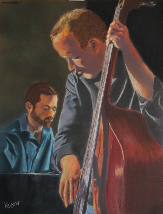 Painting titled "Jazz" by Catherine Costet (Lccat), Original Artwork, Pastel