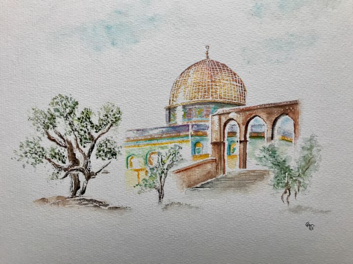 Peinture intitulée "Palestine" par Catherine Dentz, Œuvre d'art originale, Aquarelle