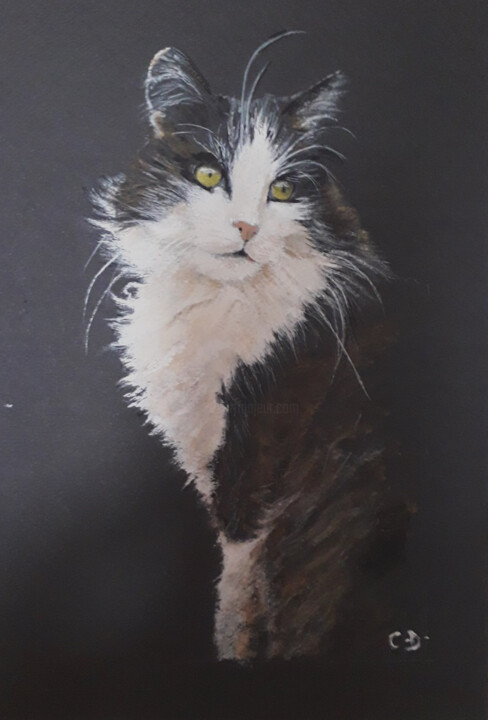 Malerei mit dem Titel "miaou" von Catherine Digue - Turpin, Original-Kunstwerk, Gouache