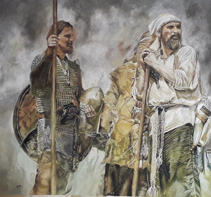 Peinture intitulée "dans les steppes" par Catherine Digue - Turpin, Œuvre d'art originale, Gouache