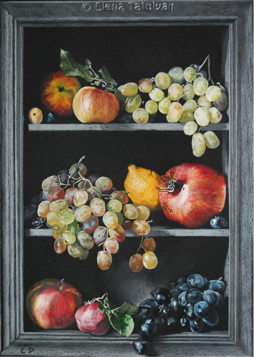 绘画 标题为“étagère fruitière” 由Catherine Digue - Turpin, 原创艺术品, 水粉