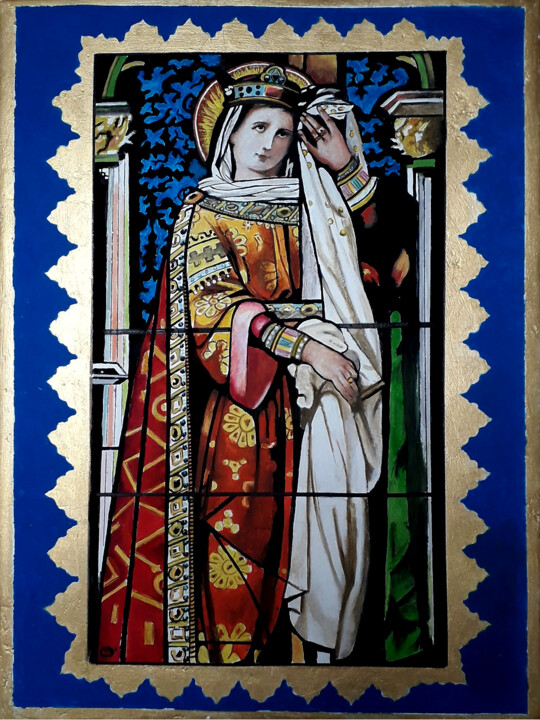 Painting titled "sainte Eléna" by Catherine Digue - Turpin, Original Artwork, Tempera