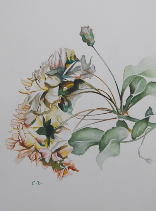 Peinture intitulée "roses.jpg" par Catherine Digue - Turpin, Œuvre d'art originale, Gouache