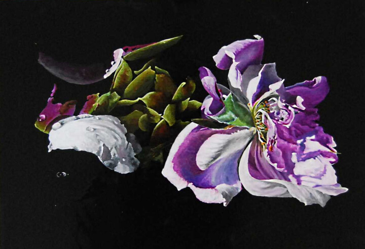 Peinture intitulée "rose-froissee.jpg" par Catherine Digue - Turpin, Œuvre d'art originale, Gouache