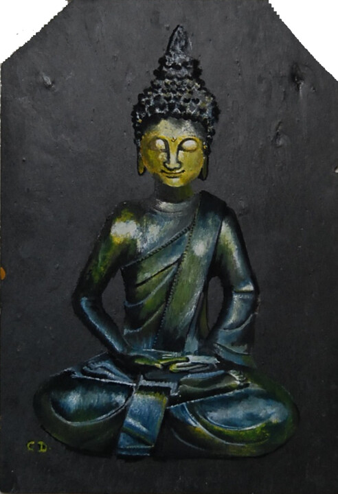 Painting titled "boudha-m-bauge.png" by Catherine Digue - Turpin, Original Artwork, Gouache