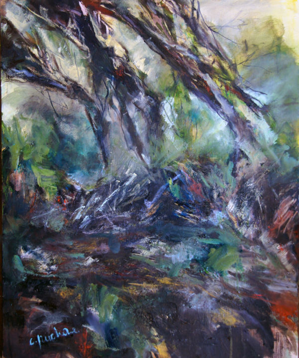 Painting titled "au milieu des brind…" by Catherine Duchêne, Original Artwork, Oil