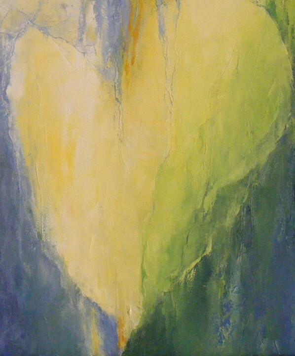 Painting titled "Coeur de lumière au…" by Catherine Dufrene (Katy), Original Artwork, Oil
