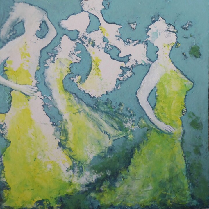 Schilderij getiteld "Danseuses" door Catherine Dufrene (Katy), Origineel Kunstwerk, Acryl Gemonteerd op Houten paneel