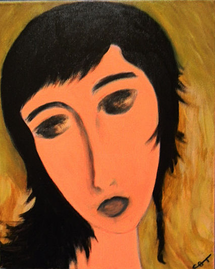 Painting titled "Tristesse" by Catherine Dussere, Original Artwork