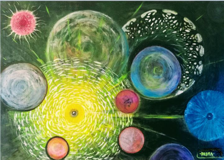 Painting titled "BUBBLE N°5" by Catherine Hivert, Original Artwork, Acrylic