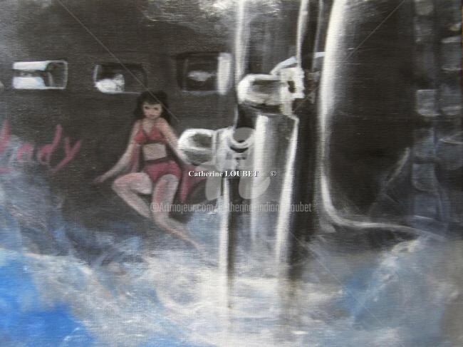 Картина под названием "Pink Lady B17" - Catherine Indiana Loubet, Подлинное произведение искусства, Масло
