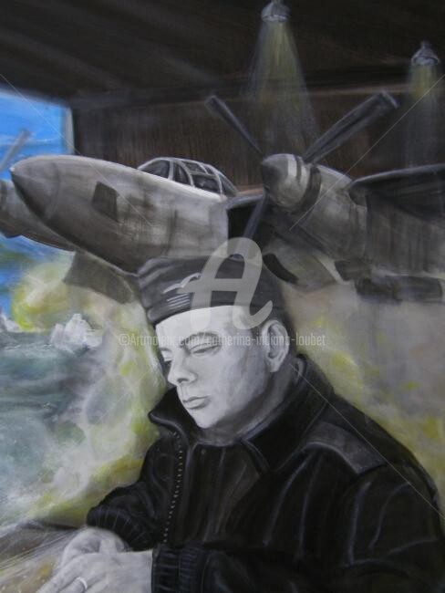 Painting titled "Antoine de St Exupé…" by Catherine Indiana Loubet, Original Artwork, Oil