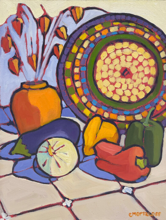 Pintura titulada "Basketweave of Joy" por Catherine J. Martzloff, Obra de arte original, Oleo