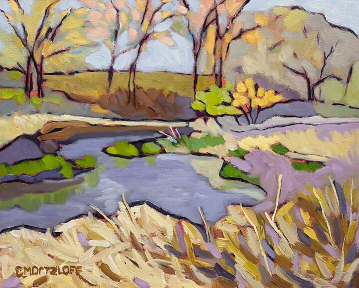 Painting titled "The Quiet River" by Catherine J. Martzloff, Original Artwork, Oil