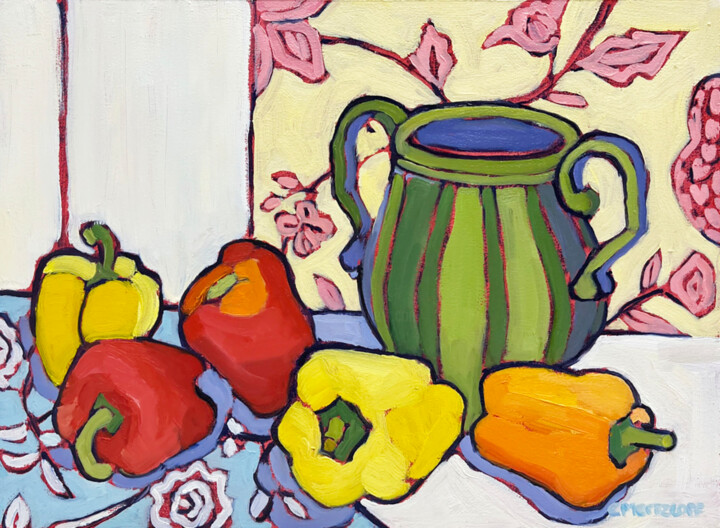 Painting titled "Vegetables in Spring" by Catherine J. Martzloff, Original Artwork, Oil