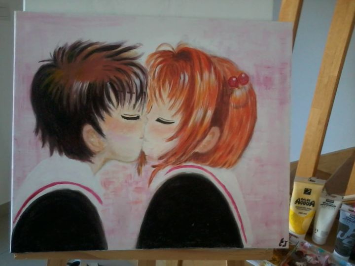 绘画 标题为“Sakura et Lionel” 由Catherine Journaud, 原创艺术品