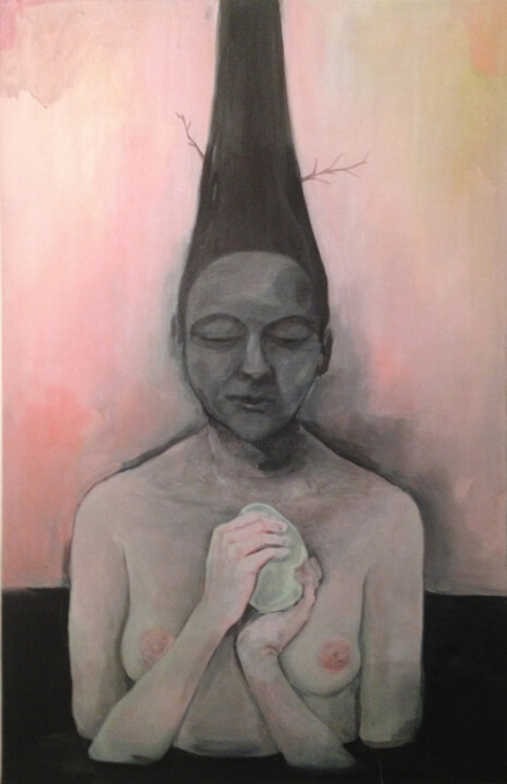 Картина под названием "Egg.jpg" - Catherine Le Carrer, Подлинное произведение искусства, Акрил