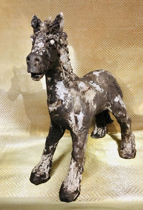 Sculpture intitulée "Petit cheval" par Catherine Lesueur (C.Lesueur), Œuvre d'art originale, Céramique