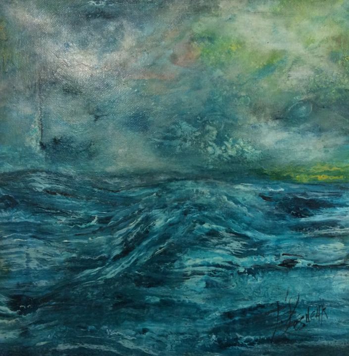 Malerei mit dem Titel "Vue des nuages #art…" von Catherine Lesueur (C.Lesueur), Original-Kunstwerk, Acryl Auf Keilrahmen aus…