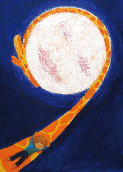 Painting titled "enfant-girafe.jpg" by Catherine Maddens, Original Artwork, Acrylic