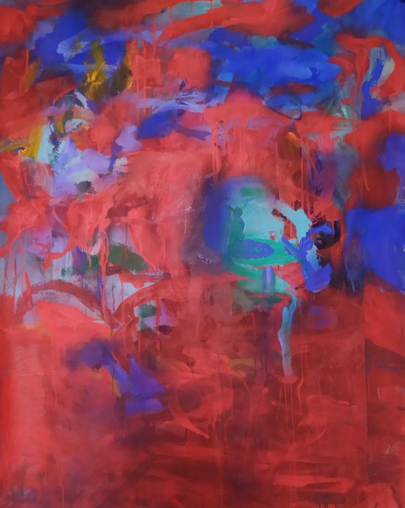 Painting titled "Rouge envoutant – P…" by Catherine Maddens, Original Artwork, Acrylic