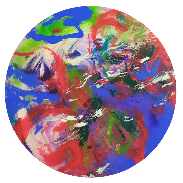 Painting titled "Co-Vie - Toile rond…" by Catherine Maddens, Original Artwork, Acrylic Mounted on Wood Stretcher frame