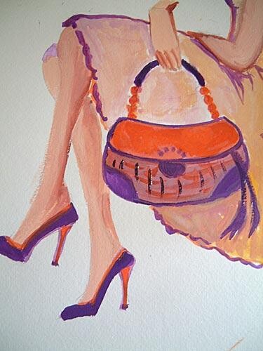 Dessin intitulée "Bag and shoes" par Catherine Marche, Œuvre d'art originale