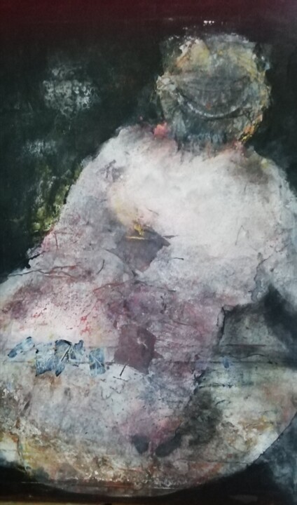 제목이 "Miroir"인 미술작품 Catherine Monmarson로, 원작, 아크릴 나무 들것 프레임에 장착됨