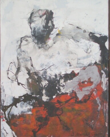 Painting titled "ROBE ROUGE" by Catherine Monmarson, Original Artwork
