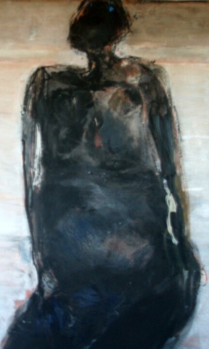 Painting titled "En attente Gris 120…" by Catherine Monmarson, Original Artwork