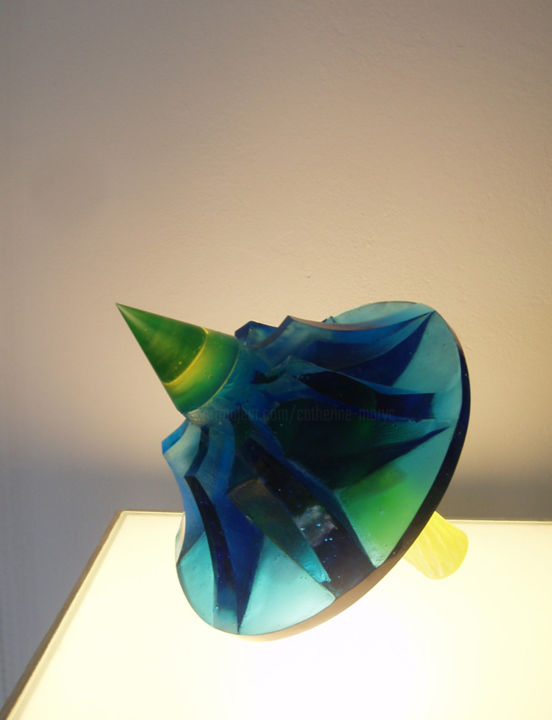 Sculpture intitulée "Compresseur Joyeux" par Catherine Moryc, Œuvre d'art originale, Verre