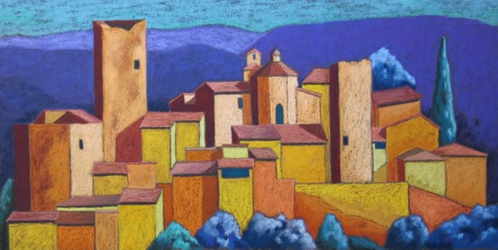 Painting titled "montreal Ardeche.jpg" by Catherine Mosser, Original Artwork