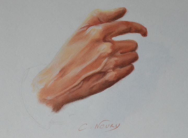 Drawing titled "Tom's hand 3 "suici…" by Andromaque, Original Artwork, Pastel