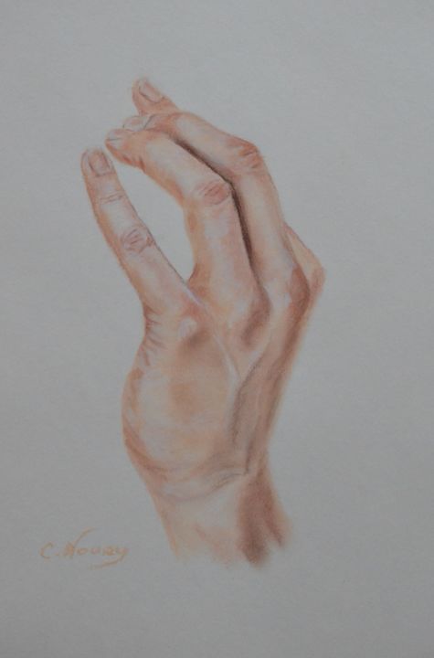 Desenho intitulada "Tom's hand 29 "Take…" por Andromaque, Obras de arte originais, Pastel