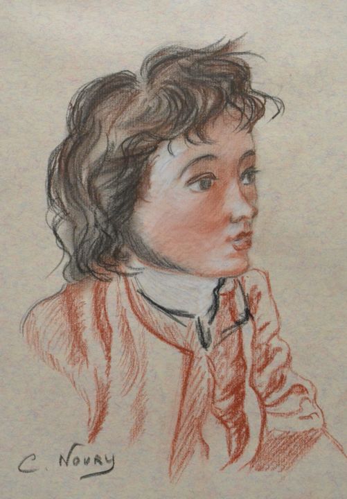 Drawing titled "Etude de jeune garç…" by Andromaque, Original Artwork, Other