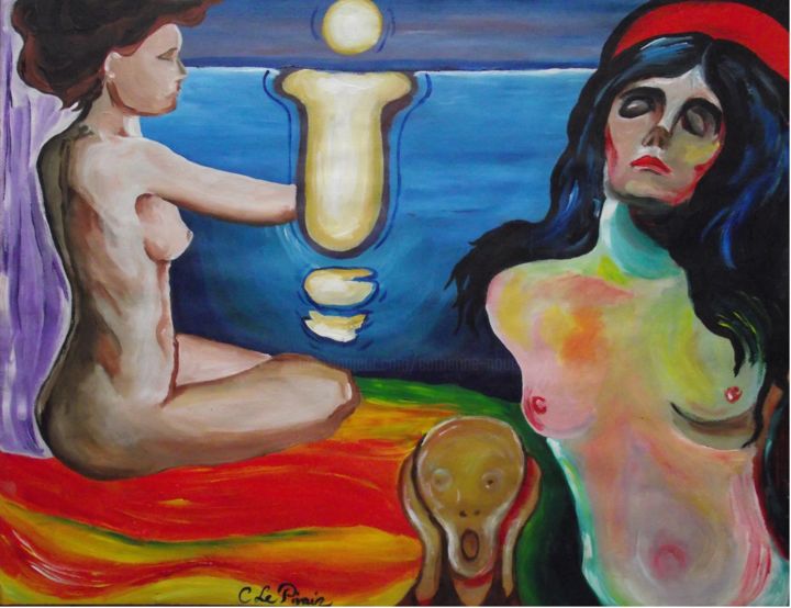 Peinture intitulée "Hommage à Munch" par Andromaque, Œuvre d'art originale, Acrylique