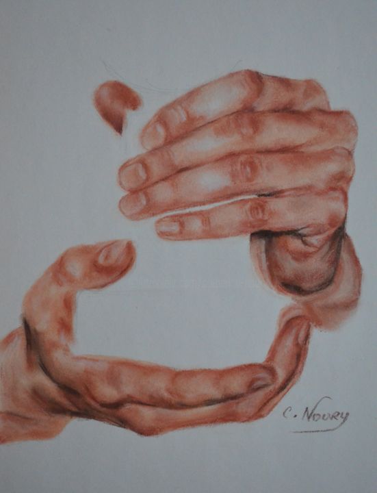 Dessin intitulée "Tom's hand 45 "Succ…" par Andromaque, Œuvre d'art originale, Pastel