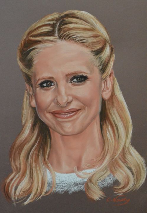 Drawing titled "Sarah" by Andromaque, Original Artwork, Pastel