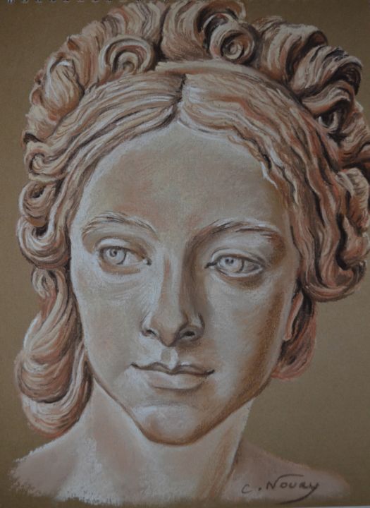 Dessin intitulée "Nathalie Laborde" par Andromaque, Œuvre d'art originale, Pastel