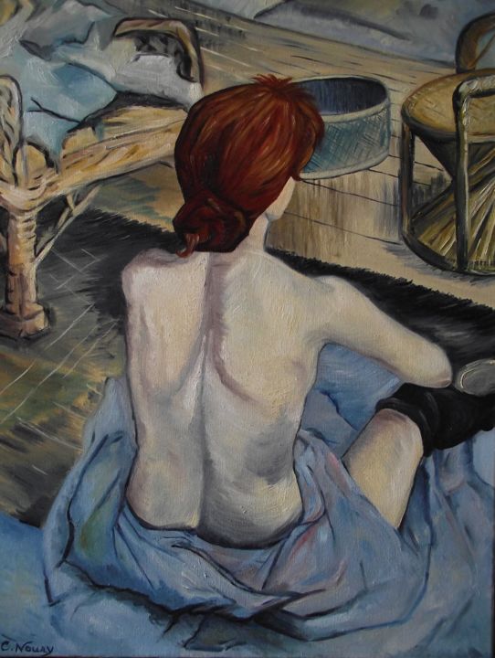 Painting titled "La Rousse" by Andromaque, Original Artwork, Oil