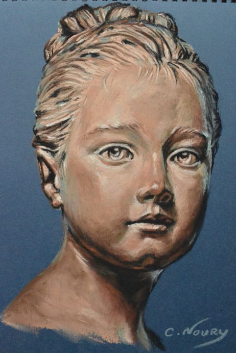 Zeichnungen mit dem Titel "Louise Brongniart" von Andromaque, Original-Kunstwerk, Pastell