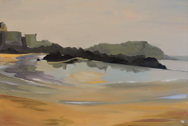 Painting titled "Couchant à St Malo" by Catherine Roch-De Hillerin, Original Artwork