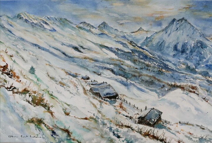 Schilderij getiteld "sur le chemin vers…" door Catherine Saint Fontaine, Origineel Kunstwerk, Aquarel