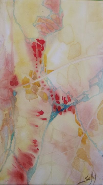 Painting titled "regarde" by Cathy Salet, Original Artwork, Watercolor